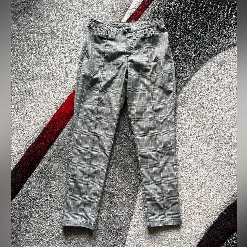 Free People Plaid Academia Skinny Leg Pants